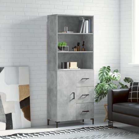 Aparador alto madera contrachapada gris hormigón 69,5x34x180 cm de vidaXL, Aparadores - Ref: Foro24-3189449, Precio: 155,50 €...