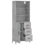 Aparador alto madera contrachapada gris hormigón 69,5x34x180 cm de vidaXL, Aparadores - Ref: Foro24-3189449, Precio: 155,50 €...