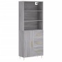 Aparador alto madera contrachapada gris sonoma 69,5x34x180 cm de vidaXL, Aparadores - Ref: Foro24-3189435, Precio: 154,82 €, ...