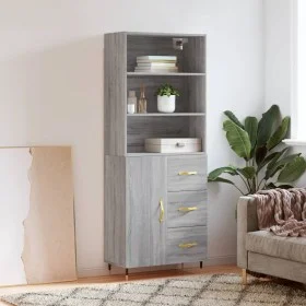 Hohes Sideboard aus sonomagrauem Sperrholz, 69,5 x 34 x 180 cm von vidaXL, Sideboards - Ref: Foro24-3189427, Preis: 146,36 €,...