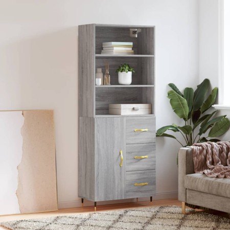 Aparador alto madera contrachapada gris sonoma 69,5x34x180 cm de vidaXL, Aparadores - Ref: Foro24-3189427, Precio: 154,89 €, ...