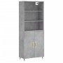 Aparador alto madera contrachapada gris hormigón 69,5x34x180 cm de vidaXL, Aparadores - Ref: Foro24-3189233, Precio: 129,77 €...