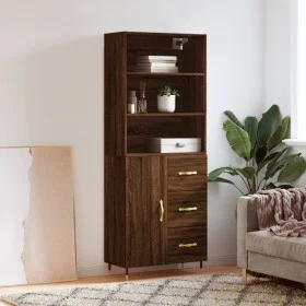Aparador alto madera contrachapada marrón roble 69,5x34x180 cm de vidaXL, Aparadores - Ref: Foro24-3189428, Precio: 150,42 €,...