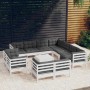 Muebles de jardín 12 pzas con cojines blanco madera maciza pino en Conjuntos de jardín | Comprar online en Foru.es