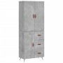 Aparador alto madera contrachapada gris hormigón 69,5x34x180 cm de vidaXL, Aparadores - Ref: Foro24-3195991, Precio: 169,13 €...
