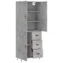 Aparador alto madera contrachapada gris hormigón 69,5x34x180 cm by vidaXL, Sideboards - Ref: Foro24-3195991, Price: 166,94 €,...