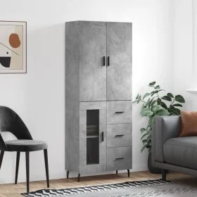 Aparador alto madera contrachapada gris hormigón 69,5x34x180 cm de vidaXL, Aparadores - Ref: Foro24-3195975, Precio: 158,68 €...