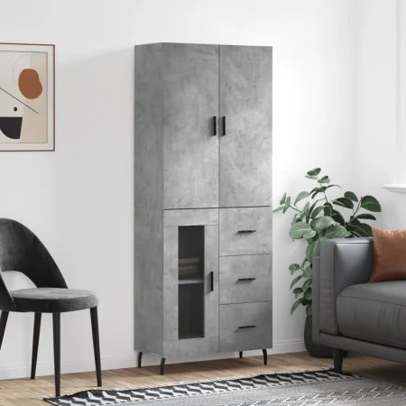 Tall plywood gray concrete sideboard 69.5x34x180 cm by vidaXL, Sideboards - Ref: Foro24-3195975, Price: 158,68 €, Discount: %