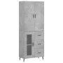 Tall plywood gray concrete sideboard 69.5x34x180 cm by vidaXL, Sideboards - Ref: Foro24-3195975, Price: 158,68 €, Discount: %