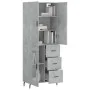Tall plywood gray concrete sideboard 69.5x34x180 cm by vidaXL, Sideboards - Ref: Foro24-3195975, Price: 158,68 €, Discount: %