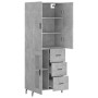 Aparador alto madera contrachapada gris hormigón 69,5x34x180 cm de vidaXL, Aparadores - Ref: Foro24-3195975, Precio: 160,66 €...