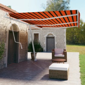 Toldo de pie automático naranja y marrón 600x350 cm en Toldos | Comprar online en Foru.es