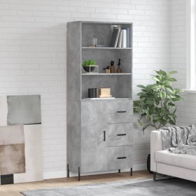 Aparador alto madera contrachapada gris hormigón 69,5x34x180 cm de vidaXL, Aparadores - Ref: Foro24-3189457, Precio: 164,90 €...