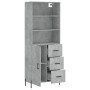 Aparador alto madera contrachapada gris hormigón 69,5x34x180 cm de vidaXL, Aparadores - Ref: Foro24-3189457, Precio: 164,90 €...