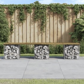 Banco jardín diseño gaviones madera pino impregnada 203x31x42cm de vidaXL, Bancos de jardín - Ref: Foro24-834334, Precio: 83,...