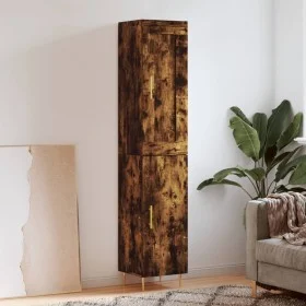 Aparador de madera contrachapada roble ahumado 34,5x34x180 cm de vidaXL, Aparadores - Ref: Foro24-3200126, Precio: 90,87 €, D...