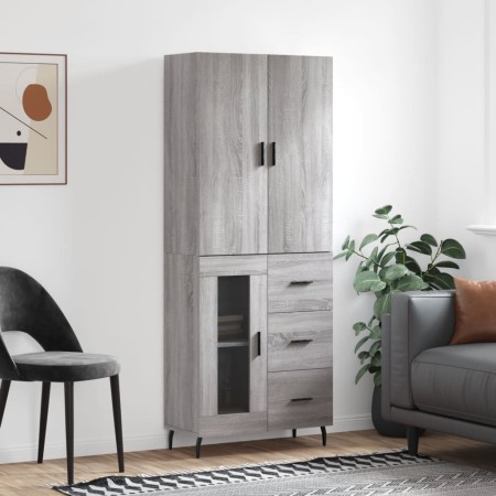 Aparador alto madera contrachapada gris sonoma 69,5x34x180 cm de vidaXL, Aparadores - Ref: Foro24-3195977, Precio: 165,09 €, ...