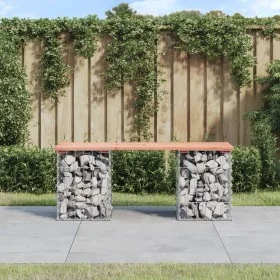 Banco jardín diseño gaviones madera abeto Douglas 103x31x42 cm de vidaXL, Bancos de jardín - Ref: Foro24-834330, Precio: 59,2...