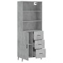 Aparador alto madera contrachapada gris hormigón 69,5x34x180 cm de vidaXL, Aparadores - Ref: Foro24-3189465, Precio: 159,62 €...