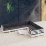Muebles de jardín 10 pzas con cojines blanco madera de pino en Conjuntos de jardín | Comprar online en Foru.es