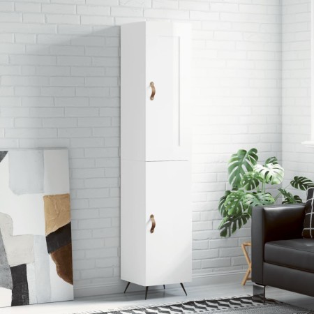 Aparador alto madera contrachapada blanco brillo 34,5x34x180 cm de vidaXL, Aparadores - Ref: Foro24-3200107, Precio: 107,09 €...