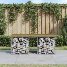 Banco jardín diseño gaviones madera pino impregnada 103x44x42cm de vidaXL, Bancos de jardín - Ref: Foro24-834340, Precio: 56,...