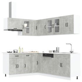 Mueble cocina Kalmar gris hormigón 11 pzas madera contrachapada en Armarios de cocina | Comprar online en Foru.es