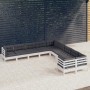 Muebles de jardín 10 pzas y cojines blanco madera de pino en Conjuntos de jardín | Comprar online en Foru.es