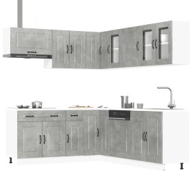 Mueble cocina Kalmar gris hormigón 11 pzas madera contrachapada en Armarios de cocina | Comprar online en Foru.es