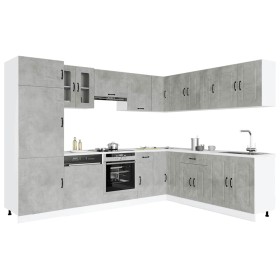 Mueble cocina Kalmar gris hormigón 14 pzas madera contrachapada en Armarios de cocina | Comprar online en Foru.es