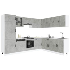 Mueble cocina Kalmar gris hormigón 14 pzas madera contrachapada en Armarios de cocina | Comprar online en Foru.es