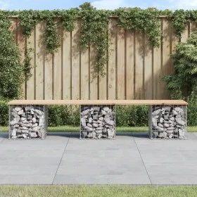 Banco de jardín diseño gaviones madera maciza pino 203x44x42 cm de vidaXL, Bancos de jardín - Ref: Foro24-834341, Precio: 115...