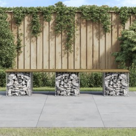 Banco jardín diseño gaviones madera pino impregnada 203x44x42cm de vidaXL, Bancos de jardín - Ref: Foro24-834343, Precio: 101...