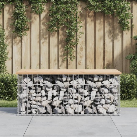 Banco de jardín diseño gaviones madera maciza pino 103x44x42 cm de vidaXL, Bancos de jardín - Ref: Foro24-834359, Precio: 79,...