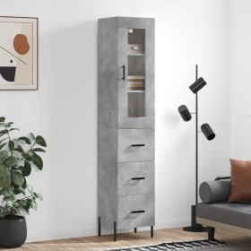 Aparador de madera contrachapada gris hormigón 34,5x34x180 cm de vidaXL, Aparadores - Ref: Foro24-3199245, Precio: 124,19 €, ...