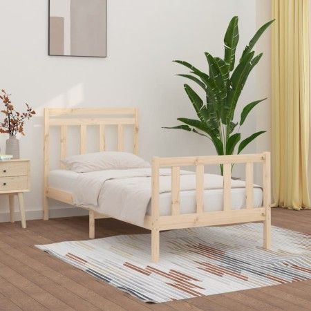 Estructura de cama madera maciza de pino 90x200 cm de vidaXL, Camas y somieres - Ref: Foro24-3107013, Precio: 90,94 €, Descue...