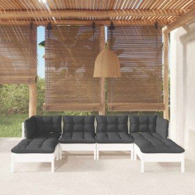Muebles de jardín 6 pzas con cojines blanco madera de pino en Conjuntos de jardín | Comprar online en Foru.es