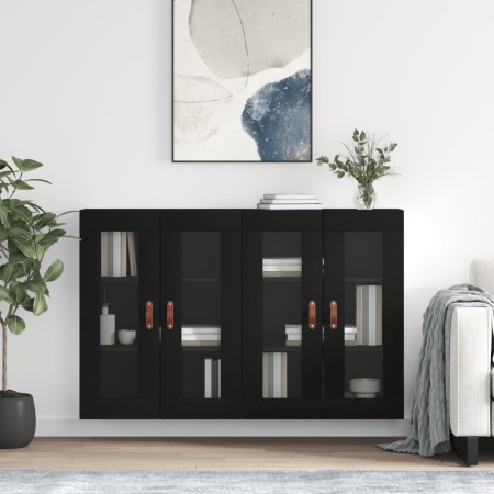 Armarios de pared 2 uds madera de ingeniería negro de vidaXL, Aparadores - Ref: Foro24-3197914, Precio: 168,63 €, Descuento: %