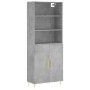Aparador alto madera contrachapada gris hormigón 69,5x34x180 cm de vidaXL, Aparadores - Ref: Foro24-3189241, Precio: 118,54 €...