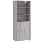 Aparador alto madera contrachapada gris sonoma 69,5x34x180 cm de vidaXL, Aparadores - Ref: Foro24-3189243, Precio: 134,54 €, ...