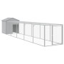 Gallinero con corral acero galvanizado gris claro 117x609x123cm de vidaXL, Jaulas y habitáculos para animales pequeños - Ref:...