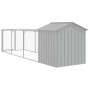 Gallinero con corral acero galvanizado gris claro 117x405x123cm de vidaXL, Jaulas y habitáculos para animales pequeños - Ref:...