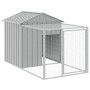 Gallinero con corral acero galvanizado gris claro 117x405x123cm de vidaXL, Jaulas y habitáculos para animales pequeños - Ref:...