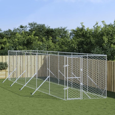 Perrera de exterior acero galvanizado plateado 2x10x2 m de vidaXL, Casetas y cercados para perros - Ref: Foro24-3190453, Prec...