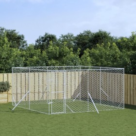 Perrera de exterior acero galvanizado plateado 4x4x2 m de vidaXL, Casetas y cercados para perros - Ref: Foro24-3190455, Preci...