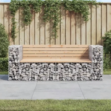 Banco jardín diseño gaviones madera maciza pino 184x71x65,5 cm de vidaXL, Bancos de jardín - Ref: Foro24-3196236, Precio: 236...