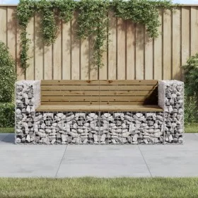 Banco jardín con gaviones madera pino impregnada 184x71x65,5 cm de vidaXL, Bancos de jardín - Ref: Foro24-3196238, Precio: 23...