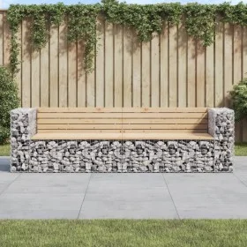 Gartenbank Design Gabione massives Kiefernholz 244x71x65,5 cm von vidaXL, Gartenbänke - Ref: Foro24-3196239, Preis: 289,19 €,...
