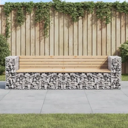 Banco jardín diseño gaviones madera maciza pino 244x71x65,5 cm de vidaXL, Bancos de jardín - Ref: Foro24-3196239, Precio: 289...