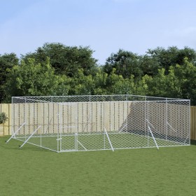 Perrera de exterior acero galvanizado plateado 6x6x2 m de vidaXL, Casetas y cercados para perros - Ref: Foro24-3190460, Preci...